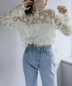 【mystic】オーガンジーレースブラウス