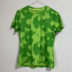 ASICS グリーン タイダイ柄 陸上用シャツレディースSサイズ