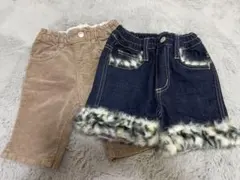 bebeコーデュロイズボン&デニムショートズボン2点セット★サイズ90㎝★女の子