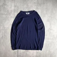 【80-90s vintage】サーマル　ロンT 無地　ネイビー　usa製　古着