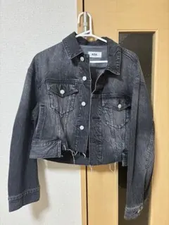 ダークグレー クロップドデニムジャケット