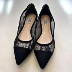 EVOL（イーボル）ILIMAポインテッドチュールパンプス23.5cmブラック