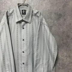 90s vintage 長袖　柄シャツ　メンズM ポリ　古着　個性派　B2