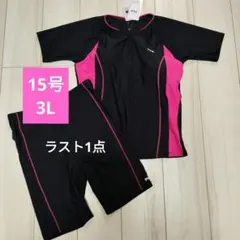 新品15号 3L FILA タンキニセパレートフィットネス水着　ブラックピンクのサムネイル