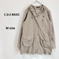 C.D.S BASIC パーカー　M グレージュ　フード　ジップアップ