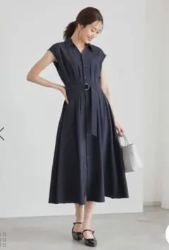 【新品未使用】シャツコンシャスフレンチスリーブワンピース