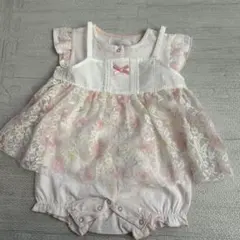 【新品タグ付き】Bebe reduction フラワーレースロンパース
