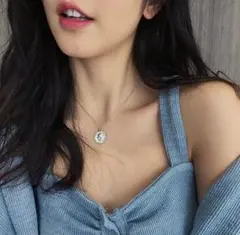 レディース　コインネックレス　シルバーネックレス　ローマ　レトロ