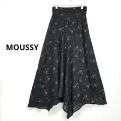 MOUSSY マウジー アシメ ロングスカート 裾シアー フレアスカート 黒のサムネイル
