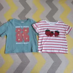しまむら　キッズ　半袖　花柄　いちご　Ｔシャツ　トップス　２枚セット　保育園着