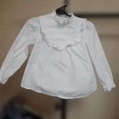 卒園・入園シーズン★フリル付きホワイト長袖シャツ★b-room