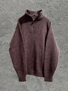 古着　ハーフジップニット LL ラッキーストライク　ウール混