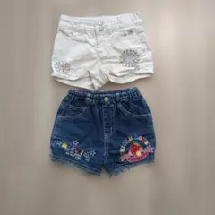 刺繍入りハーフパンツ100 2枚セット♪