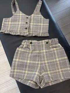 branshes チェック柄 トップスとショートパンツセット 100cm