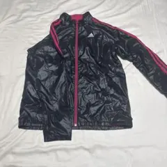 adidas アディダス 裏フリース ウインドブレーカー 黒 ピンク L