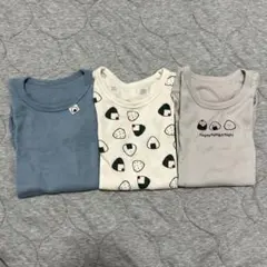 【新品未使用】長袖ロンパース 3枚セット おにぎり柄