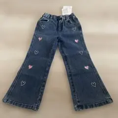 サイドハートフレアパンツ　中紺