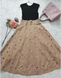 美品✨マイストラーダ ホールガーメント配色ワンピース ブラック