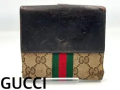 GUCCI グッチ GG柄 二つ折り財布 ブラウン レザー 使用感あり