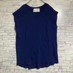 Chaco closet ノースリーブ ワッフル生地 ネイビー　トップス　フリーのサムネイル