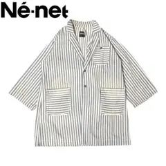 Ne-net ブルー ストライプ オーバーサイズ ツイル コートのサムネイル
