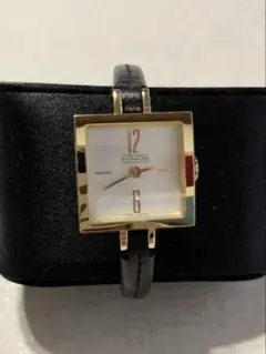 【 美品・稼働品】COACH コーチ 0251 腕時計 スクエア レザー 黒