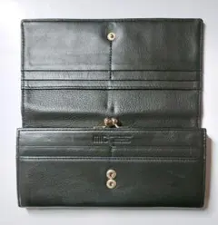 牛革 ブラック がま口 長財布 ポケット多め