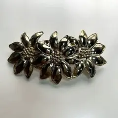 ヴィンテージ　ゴールド 花モチーフ バレッタ