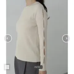 新品　N.ナチュラルビューティーベイシック　アイボリー スリット袖 リブニット