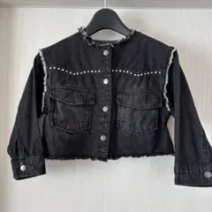 ブラックデニムクロップドジャケット