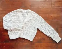 earth music&ecology　透かし編み　カーディガン　ベージュ