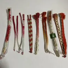 羽織紐　正絹　8本セット　赤系　オレンジ系