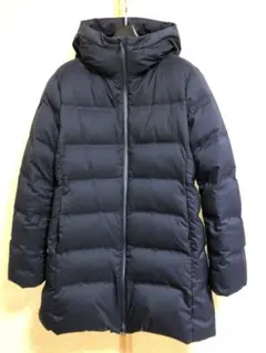 ☆ユニクロ☆超美品♪スタイルアップ♪シームレスプレスダウンコートXL紺☆