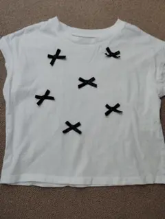 GU リボン付き 半袖Tシャツ ホワイト 130cm