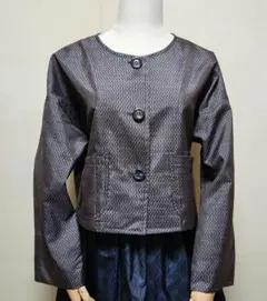 正絹男大島紬着物リメイク何でも合わせやすいノ－カラージャケット