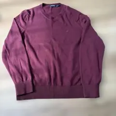 NAUTICA バーガンディ Vネックニット M