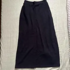 design 黒 スリット入り ロングスカート M 裏起毛