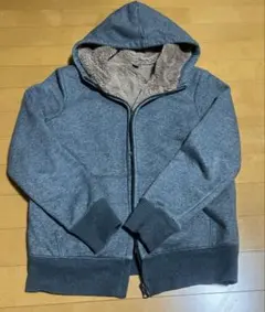 【ユニクロ 】裏ボア長袖パーカー M フルジップ　グレー