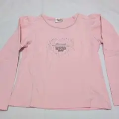 ピンク ラメ入り長袖Tシャツ ストレッチTシャツ　140cm
