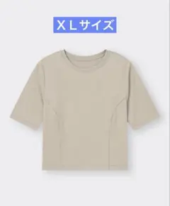 【GU】シームT(半袖)Q+E 大型店　限定　ベージュ　ストレッチ
