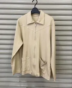 ベージュ ジップアップ 長袖シャツ