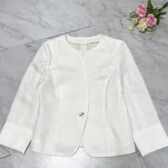 アナイ ノーカラージャケット フォーマル ホワイトM日本製オケージョン　オフィス