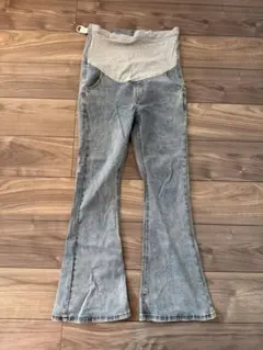 マタニティ デニム フレアパンツ　ライトブルー