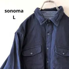 USA古着 SONOMA 長袖ネルシャツ L ネイビー