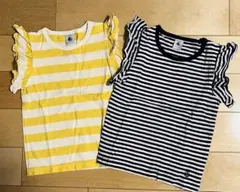 【未使用品】フリル付きストライプTシャツ 100cm