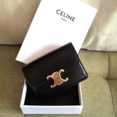 CELINE トリオンフ コンパクトフラップウォレット シャイニースムース