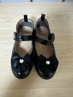 黒いリボン付き　子ども用　フォーマルシューズ 17cm