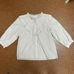 COLZA Honeys リボン付きフリルブラウス 七分袖ピンク