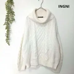 イング ケーブル編み タートルネックニット カジュアル シンプル ふわふわ M