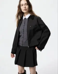 UNIQLO ジップアップショート　ジャケット　ブラック　XL